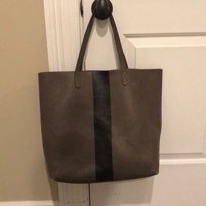 Madewell racing stripe leather tote charcoal